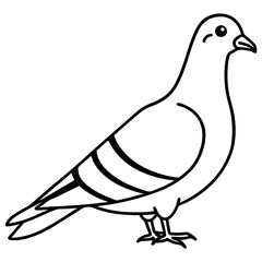 Cute Silhouette of a Pigeon line art vector cartoon illustration