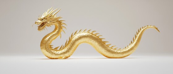 Obraz premium A golden dragon. S-shape golden dragon