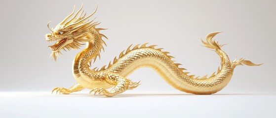 Obraz premium A golden dragon. S-shape golden dragon