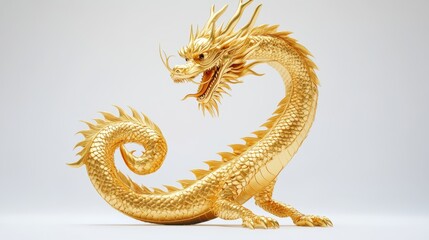 Obraz premium A golden dragon. S-shape golden dragon