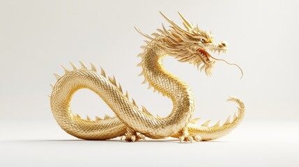 Fototapeta premium A golden dragon. S-shape golden dragon
