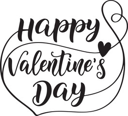 A simple outline typography for happy valentines day using black color, Vector illustration design on a white background.