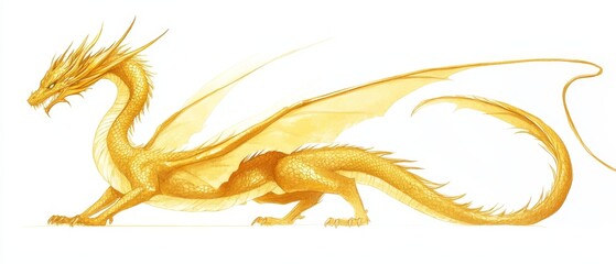 Golden Dragon on white background. dragon. golden dragon