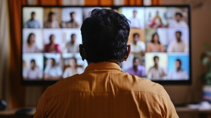 An Indian government official using communication