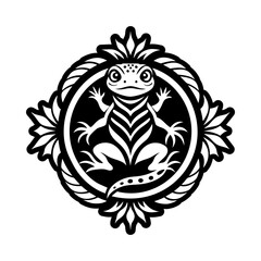 A filled style icon of lizard symbol