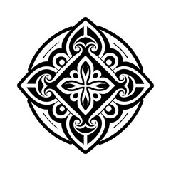 A filled style icon of maori artistic symbol