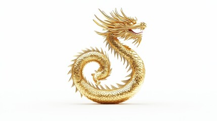 Fototapeta premium Golden Dragon on white background. dragon. golden dragon