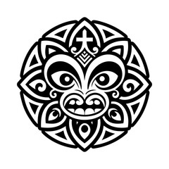 A filled style icon of maori face symbol
