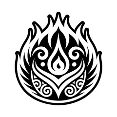 A solid style icon of maori fire symbol