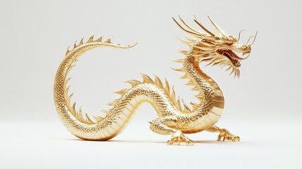 Fototapeta premium Golden Dragon. Elegant Golden Dragon Illustration