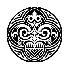 A solid style icon of maori motif