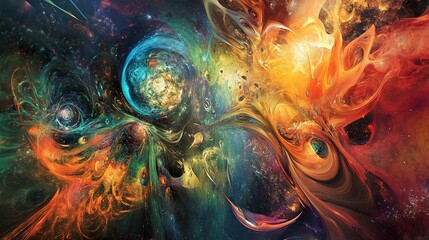 Cosmic Abstract: A Vibrant Universe Painting