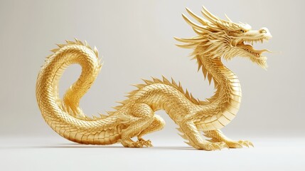 Fototapeta premium Golden Dragon. Elegant Golden Dragon Illustration