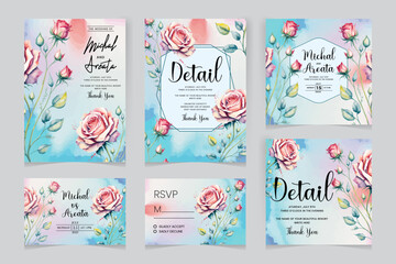 Elegant watercolor and leaves on wedding invitation card template. Elegant autumn botanical vector design suitable for banner, cover, invitation card.