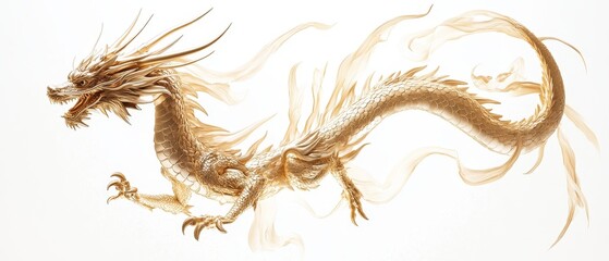 Golden Dragon on white background. dragon