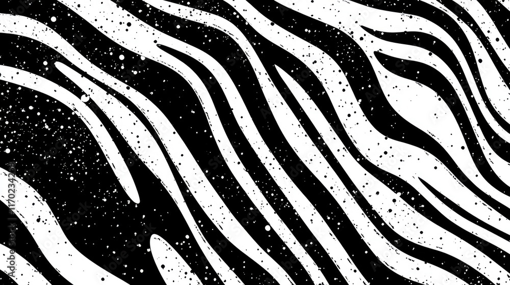 Poster abstract black and white distorted glitch effect, creating a monochrome digital texture. ideal for r