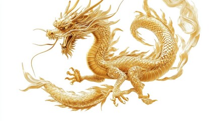 A golden dragon. golden dragon on white background