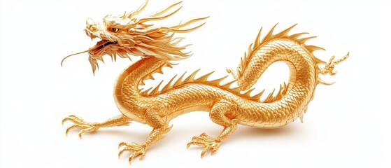 Obraz premium A golden dragon. golden dragon on white background
