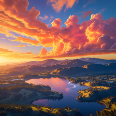 Fototapeta premium sunset over the mountains