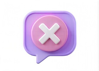 Obraz premium 3D Negative or Decline Cross Cancel Icon - Speech Bubble Sign, Symbol Concept