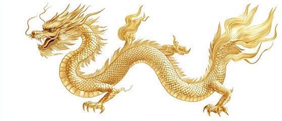 Fototapeta premium A golden dragon. golden dragon on white background