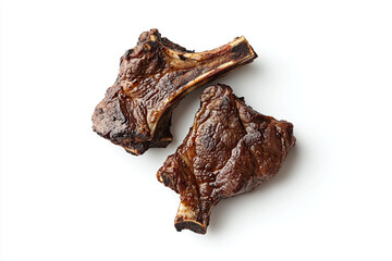 Grilled lamb chops on white background
