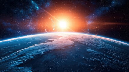 Obraz premium Breathtaking View of Earth from Space During a Stunning Sunrise