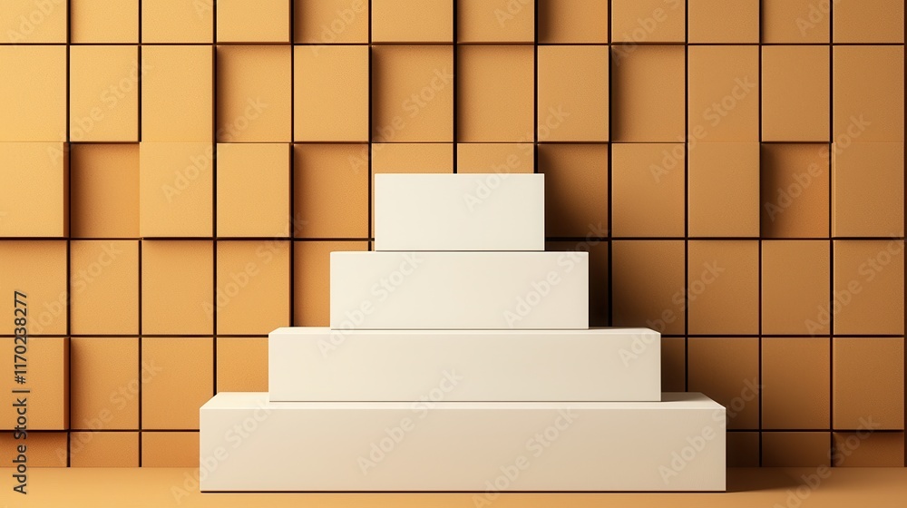 Poster minimalist display stages with geometric shapes on neutral background