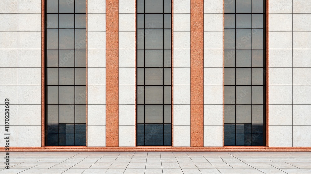 Poster modern architectural design with symmetrical window arrangement