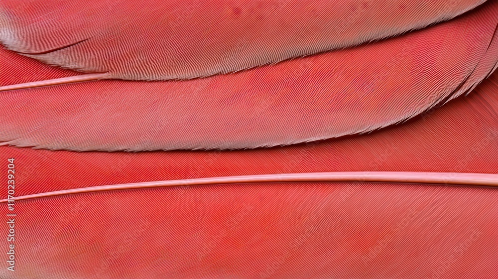 Poster close-up of vibrant red feathers with intricate texture and details
