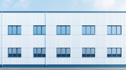 Obraz premium Modern Industrial Building Exterior with Large Windows and Clean Lines