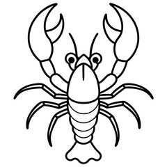 Cute Silhouette of a Lobster line art vector cartoon illustration