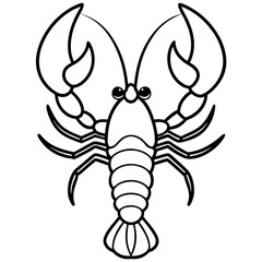 Cute Silhouette of a Lobster line art vector cartoon illustration