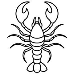 Cute Silhouette of a Lobster line art vector cartoon illustration