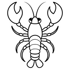 Cute Silhouette of a Lobster line art vector cartoon illustration
