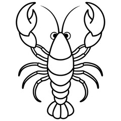 Cute Silhouette of a Lobster line art vector cartoon illustration