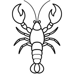 Cute Silhouette of a Lobster line art vector cartoon illustration