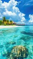 Tropical Paradise with Clear Water and Beautiful Blue Sky