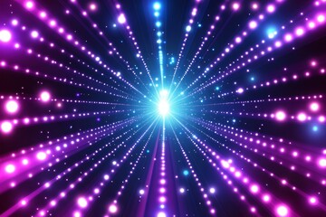 Abstract glowing purple and blue light rays converging into a bright center.
