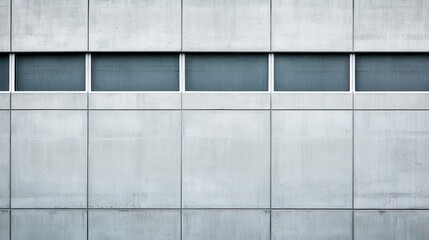Modern Minimalist Concrete Wall with Horizontal Window Panels