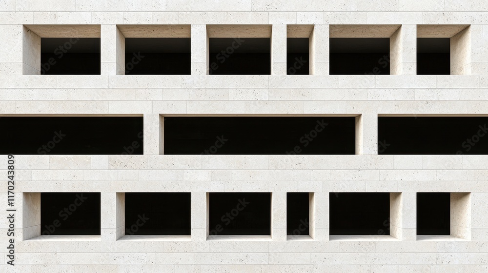 Aufkleber modern architectural design with rectangular windows in wall