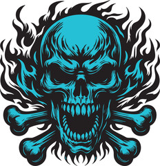 Ferocious Skull with Angry and Intense Features
