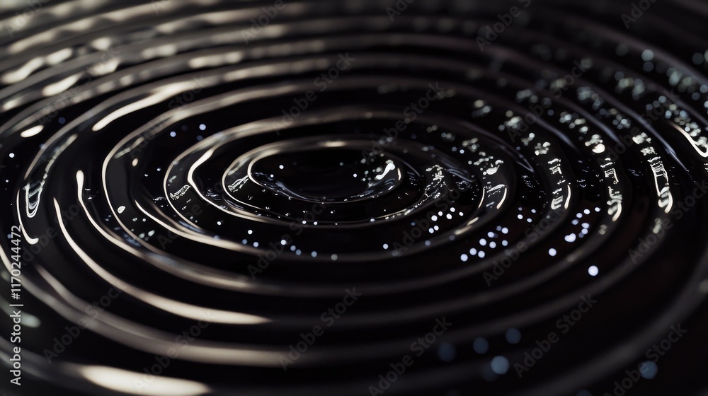 Poster close-up of water droplets forming concentric ripples on a calm surface. perfect for conveying a sen
