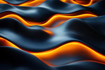 Dark wavy surface with glowing orange lines.