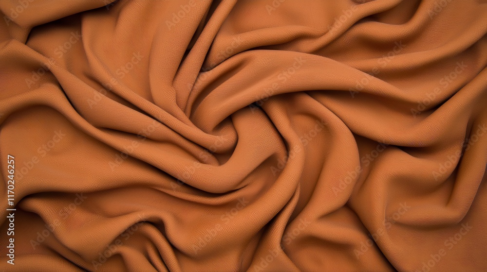 Poster soft rust colored fabric with gentle twisted texture and flowing drapery