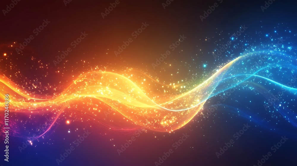 Aufkleber abstract colorful waves with sparkling particles