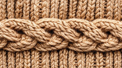 Textured Knit Pattern with Braided Design in Warm Beige Tone