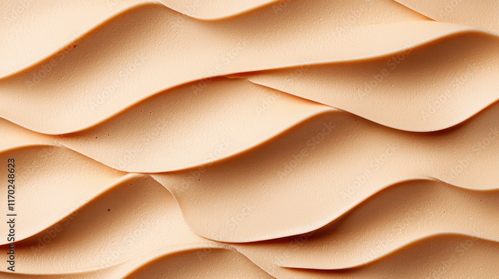 Poster textured waves of soft beige paper with elegant curves and shadows