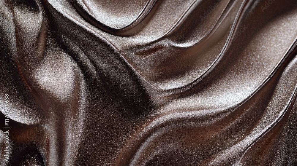Poster fashion-forward fabric with draped mocha brown mousse and shiny silver lurex threads, ideal for tren