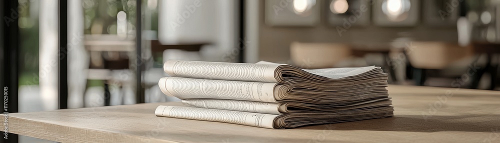 Poster a stack of elegant, textured towels rests on a wooden table, creating a serene and inviting atmosphe